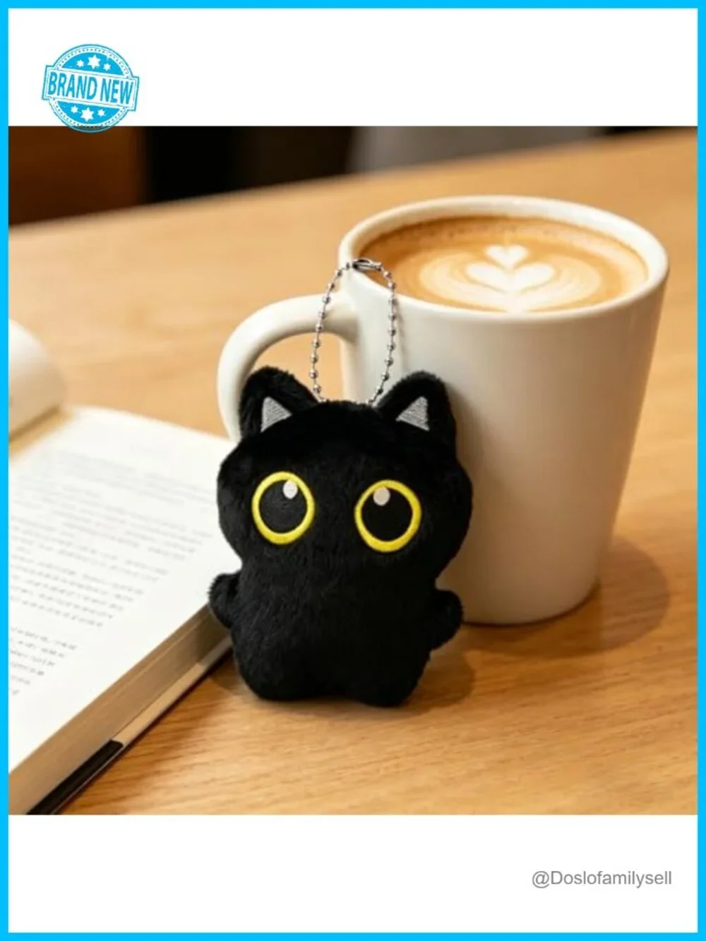Set of 6 Cartoon Cat Keychains with Heart Lobster Clasps
